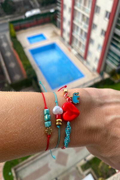 Shepidi 3'lü murano kalp fil figürlü marteniçka şans bilekliği