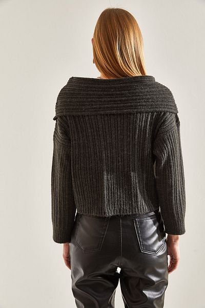 Bianco Lucci Damenpullover mit Rüschenkragen