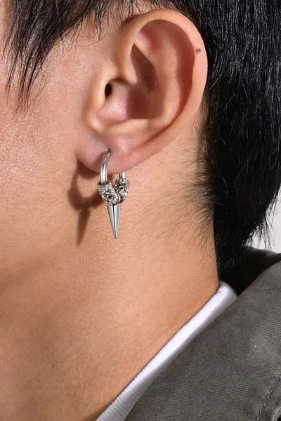 Jaida Moda Unisex 316l Surgical Steel Aztec Motif Spayk Model Dangle Hoop Earrings