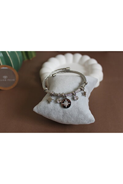Atelier Pelin Auger Patterned Hanging Steel Clamp / Silver
