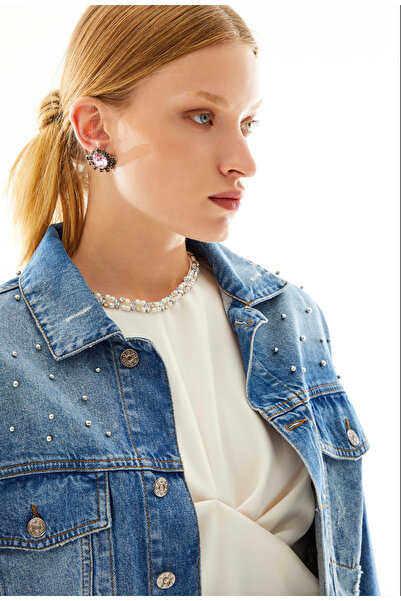 Berr-ın Bead Detailed Denim Coat