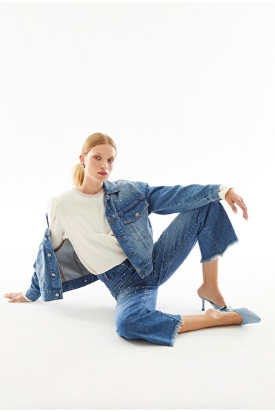 Berr-ın Bead Detailed Denim Coat