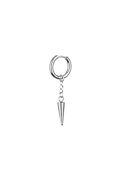 Jaida Moda Unisex Silver Spayk Model Dangle Steel Hoop Earrings