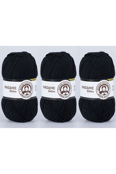 Ören Bayan Ören Madame Cotton Νήματα Πλεκτομηχανής Χεριών 100 gr 3 Τεμάχια Χρώμα 999 Μαύρο