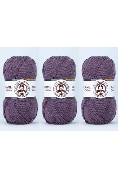 Ören Bayan Ören Madame Cotton Hand Knitting Yarn 100 Gr 3 Pieces Color: 045 Plum Melange