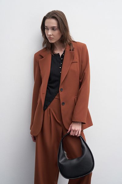 EBU Prive Jachetă Blazer Semi Oversize de damă, maro ciocolată