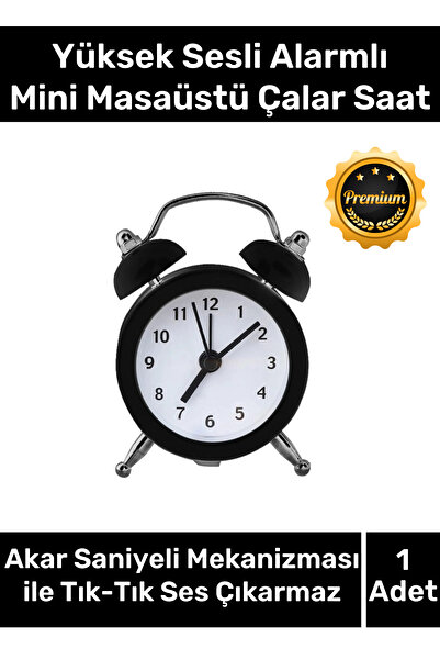 Carlburn Premium Yüksek Sesli Alarmlı Pilli Dekoratif Çift Çanlı Mini Masaüst...