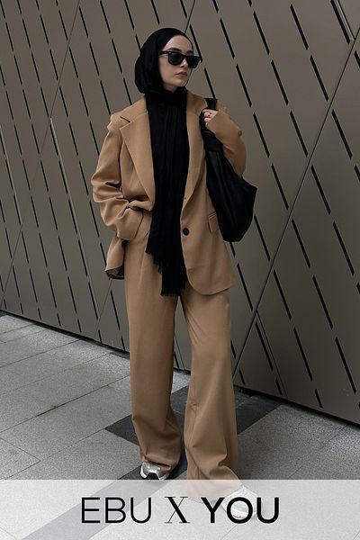 EBU Prive Jachetă blazer semi-oversize pentru femei Camel