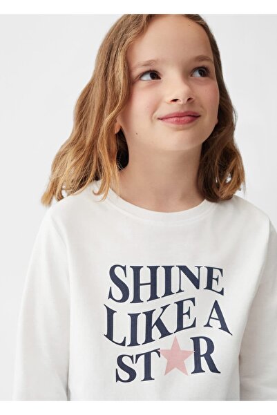 MANGO Kids Pamuk karışımlı desenli tişört