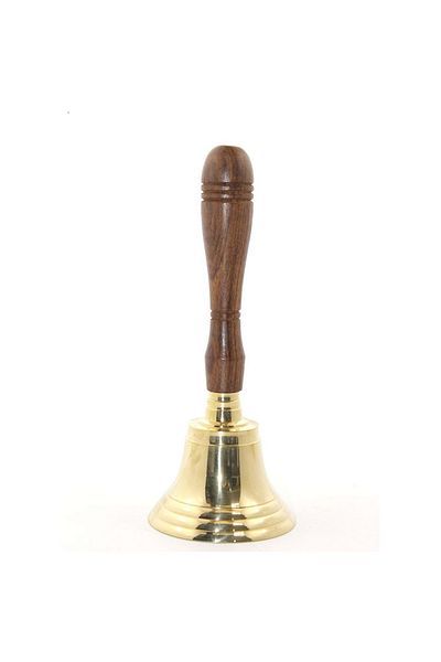 hediyeconcepti Brass Hand Bell with Wooden Handle