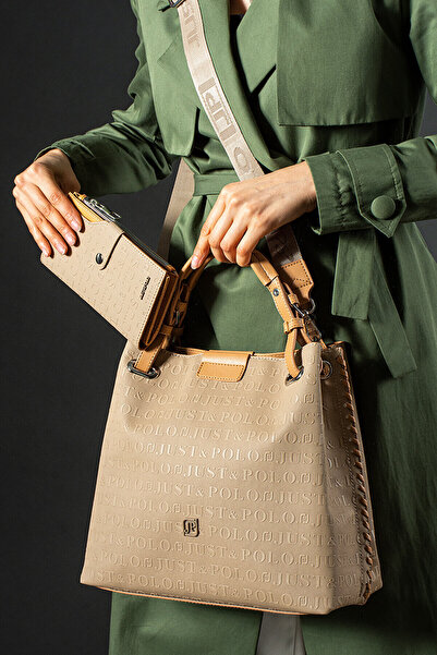 Just Polo حقيبة كتف نسائية كاجوال كبيرة الحجم محبوكة ومطرزة يدويًا