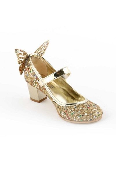 PATİK BEBE Girl's Gold Heeled Butterfly Shoes