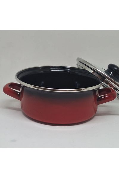 Avşar My enamel house 18 cm 1.3 liter red enamel pot
