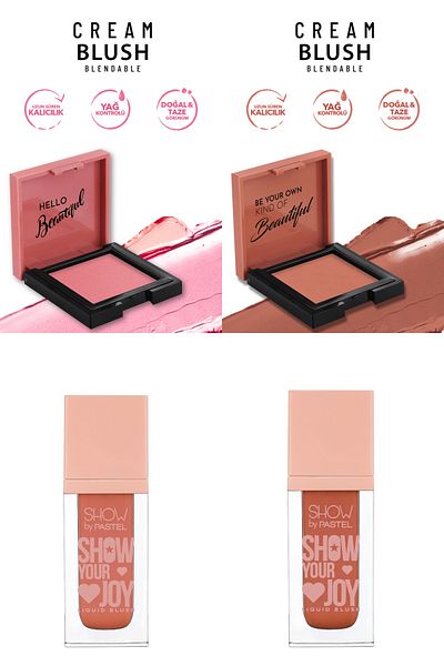 Pastel Cream Blush Cream Blush 42 Rosery and 41 Dazzling +Show By Pastel Liquid Blush 57 and Liquid Blush 53