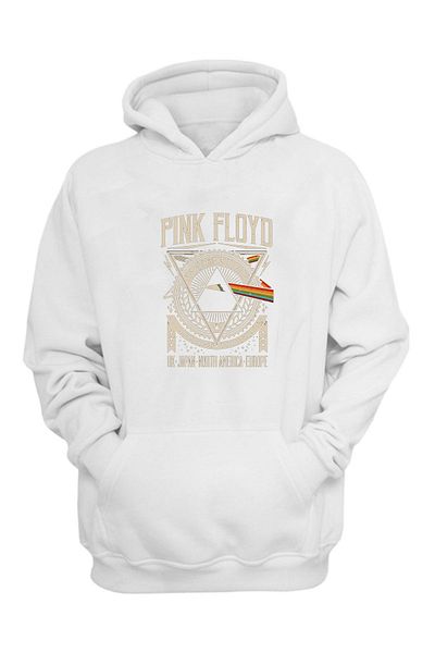 THEWERT Unisex Pink Floyd Η.Β. Ιαπωνία Βόρεια Αμερική Ευρώπη με τυπωμένο λευκό κανονικό χοντρό φούτερ