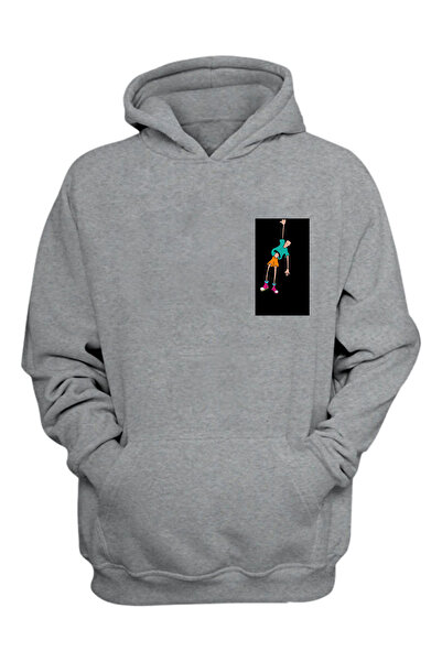 THEWERT Унісекс Світло-сірий товстий світшот з принтом «хиткий чоловік»