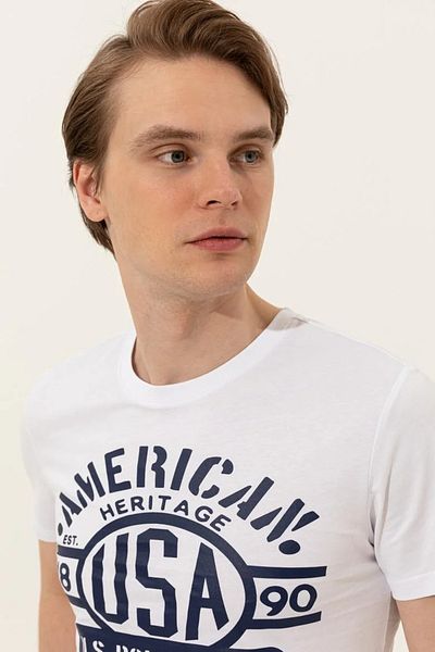 U.S. Polo Assn. Tricou alb pentru bărbați cu gât crew
