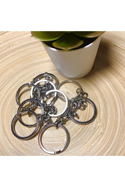 Hobimos Keychain Apparatus Chained Ring Silver 2.5 cm 10 Pieces