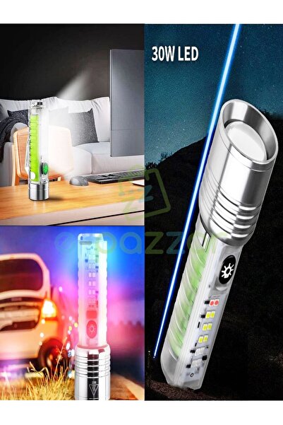 epazzar 7in1 Teleskopik Başlıklı Flaşörlü Mavi Kırmızı Çakarlı Outdoor Portat...