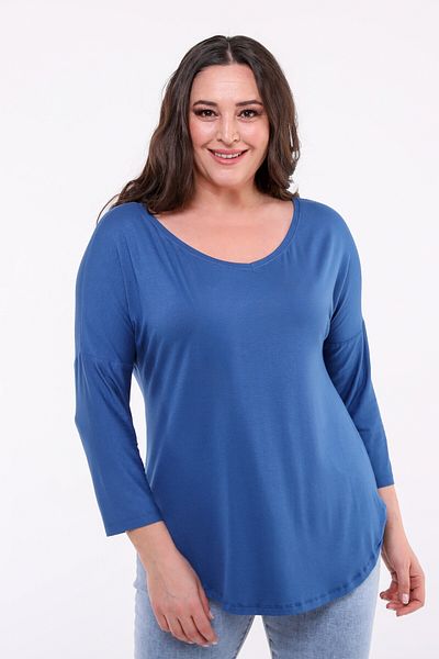 Curvy Trend Plus Size Wide V-Neck Half Sleeve Oval Slit Blouse