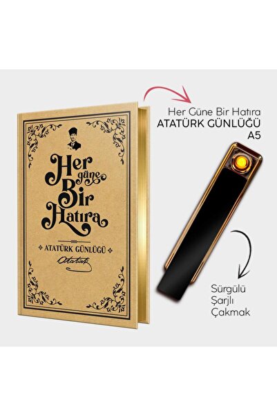 Halk Kitabevi Atatürk Günlüğü A5 ve Sürgülü Şarjlı Çakmak