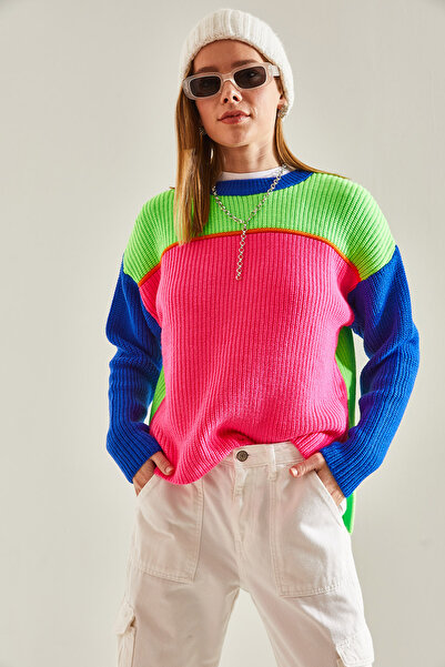 Bianco Lucci Women's Thessaloniki Knitted Crew Neck Knitwear Sweater