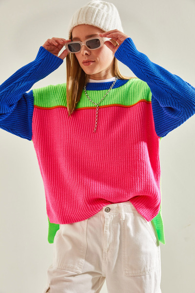 Bianco Lucci Women's Thessaloniki Knitted Crew Neck Knitwear Sweater