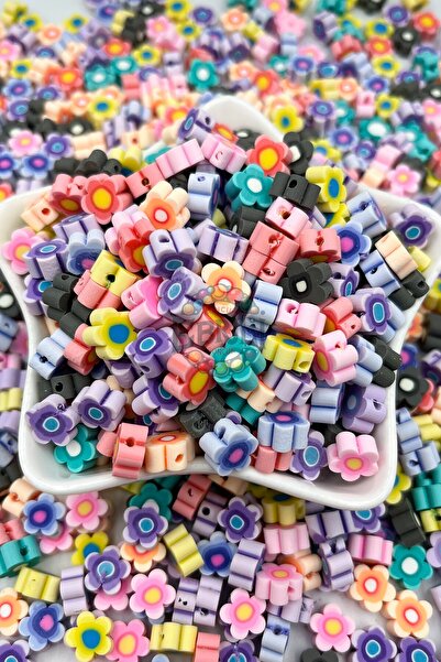 Ebruli Boncuk 10mm ravne figurične perle u obliku tratinčice, šarene Fimo per...