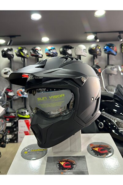 MT AXXIS Hunter SV Solid A1 Çift Vizörlü Çene Çıkabilen Kask