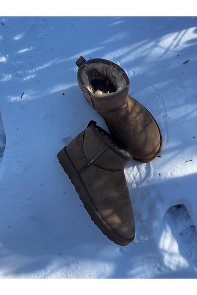 TRODONS Ultra Mini Suede Half Boots Flat Sole Γούνινα Γυναικεία Boat Παπούτσια