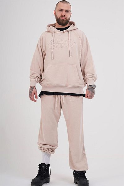 Ghetto off limits Acid Washed Hoodie Ανοιχτό Μπεζ
