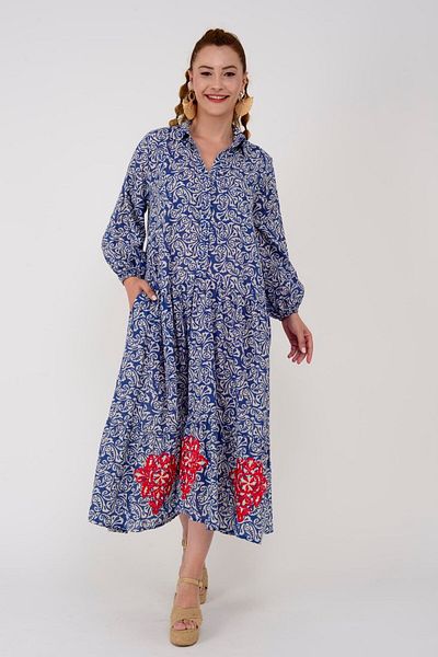 Hazinedan ROCHIE DE CAMISA AUTENTICA CU DETALIU DE BRODARE MARINA
