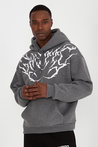 Ghetto off limits Silver Oversize Unisex Anthracite Sweatshirt