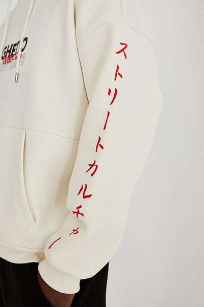 Ghetto off limits Kanji Oversize Unisex Ecru Sweatshirt