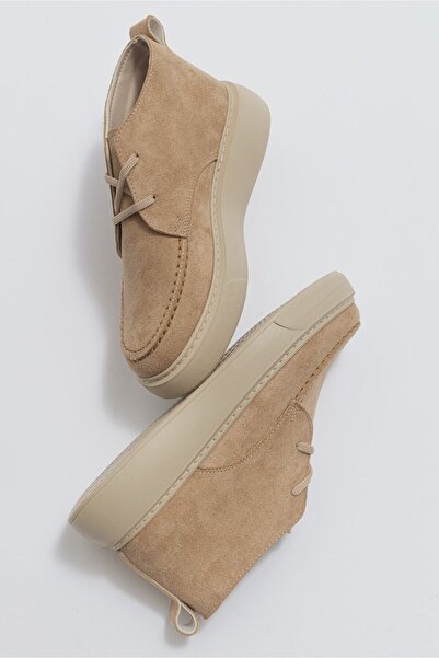 LuviShoes Valve Koyu Bej Süet Kadın Bot