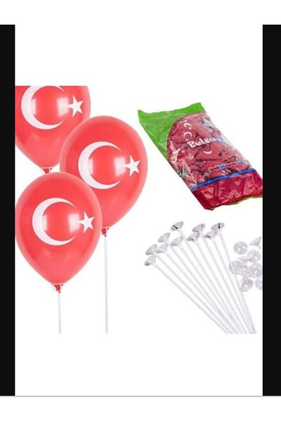 PartAntalya Crescent Star Balloon 50 Pieces - Balloon Stick and Head 50 Pieces