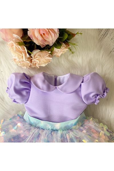 İlknur Karaca Design Rochie de zi de naștere Concept sirenă de culoare liliac mentă