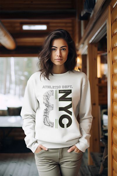 ADABEBEK Γυναικείο φούτερ με λαιμόκοψη Premium NYC Style Printed