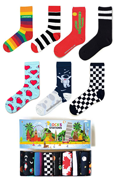 Socks Stations Унисекс цветна кутия с 7 чифта чорапи в различни цветове 3