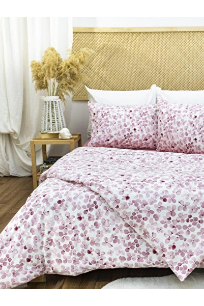 ÇARŞAF DÜNYASI 90x190 Set de husă de pilota unică 100% bumbac cu model de flo...