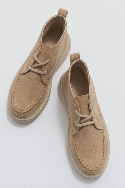 LuviShoes Cizme de damă Valve bej închis din piele întoarsă