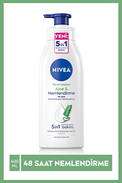 NIVEA Aloe Vera Body Lotion 400ml, normal / dry skin, 48 Hour Moisture with Moisturizing Serum