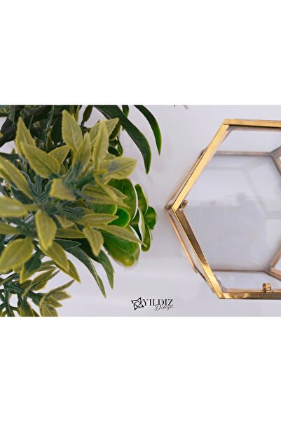 YıldızDesign 6 x 9 Gold Dekoratif Cam Kutu