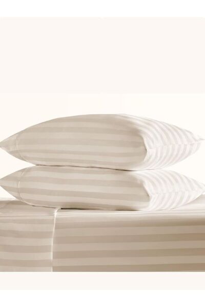 VESSİNOHOME 4 τμχ Μαξιλαροθήκη Cotton Satin Hotel Pillow Case Line 93 Wire White Satin Lux Hotel 50x70