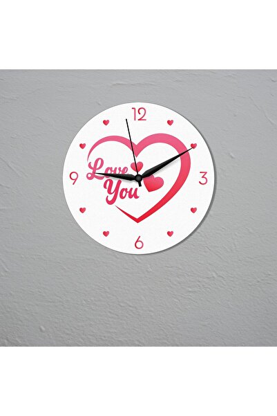 CajuArt Valentine's Day Wooden Wall Clock with Love You Written in Heart