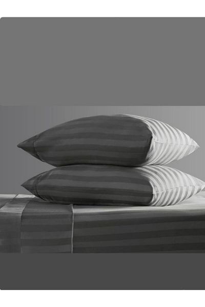 VESSİNOHOME 4 τμχ Μαξιλαροθήκη Cotton Satin Hotel Pillow Case Line 93 Wire White Satin Lux Hotel 50x70