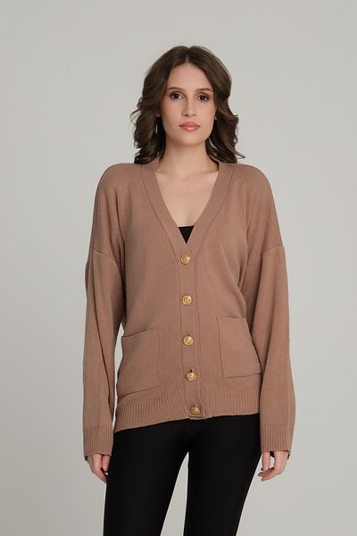 Quzu Pocket Detailed Buttoned Cardigan mink
