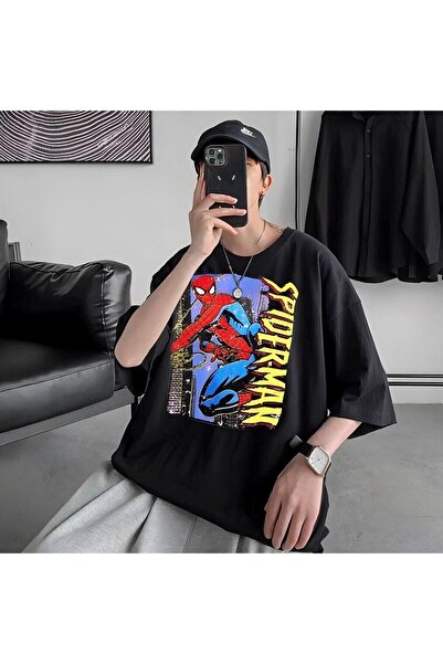 Tarzsokak Tricou negru unisex cu caracter Spiderman