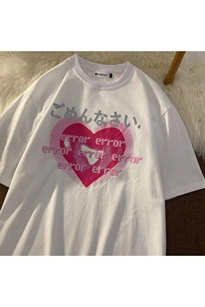 Tarzsokak Tricou alb unisex japonez Error Written Heart