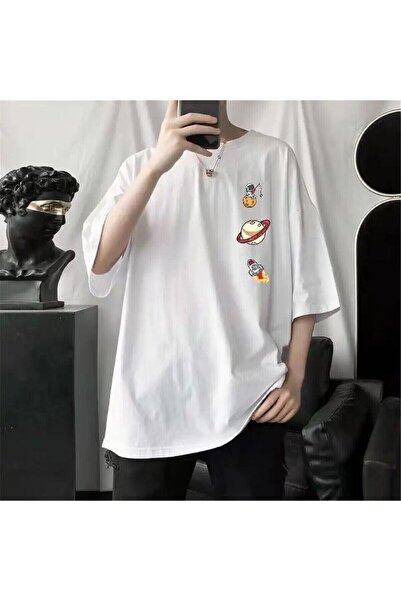 Tarzsokak Tricou alb unisex astronaut Saturn